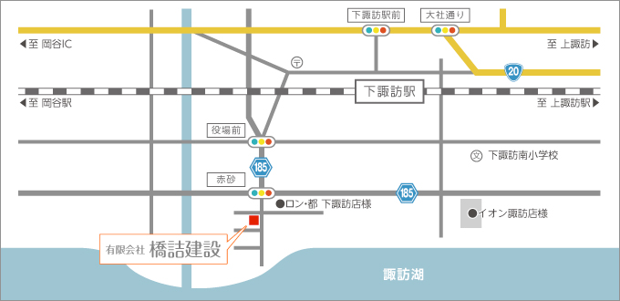 橋詰建設までの地図